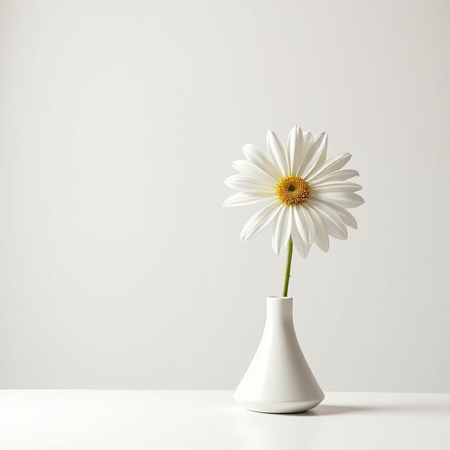 A single, perfect flower in a minimalist vase.