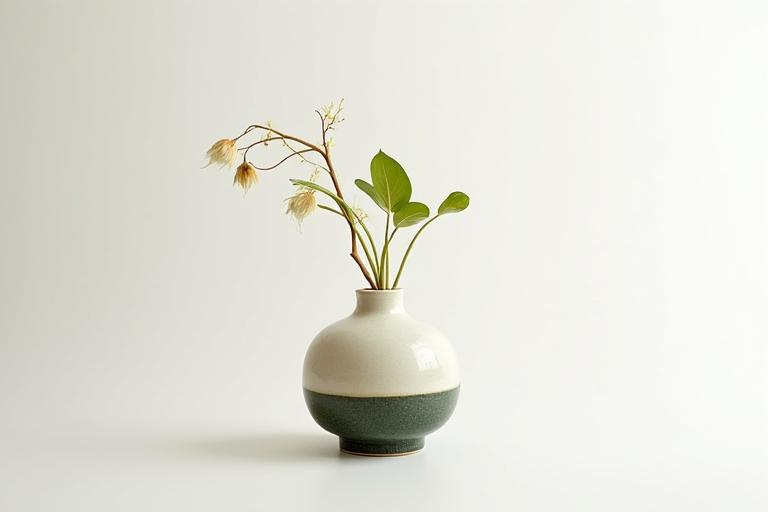 A classic Ikebana arrangement demonstrating the principle of negative space, or 'ma'.